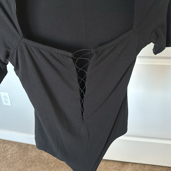 Alexander Wang Stretch Jersey Criss Cross Front Short Sleeve Bodysuit - Picture 11 of 11